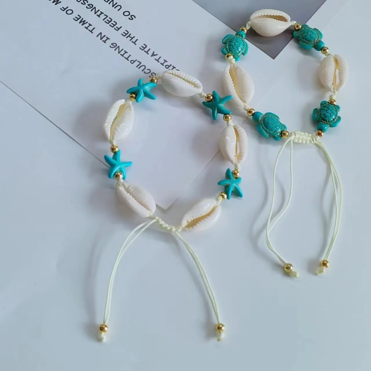 Shell Woven Bracelet Anklets for Women Boho Anklet Bracelet Beach Foot Jewelry for Party(Style B)