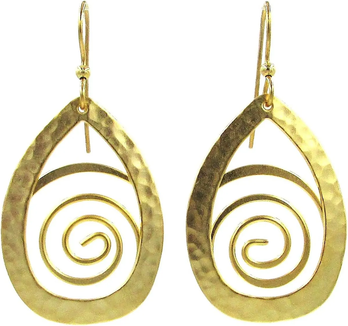 Shiny Gold Plated Hammered Tear with Coil. NE-1627A