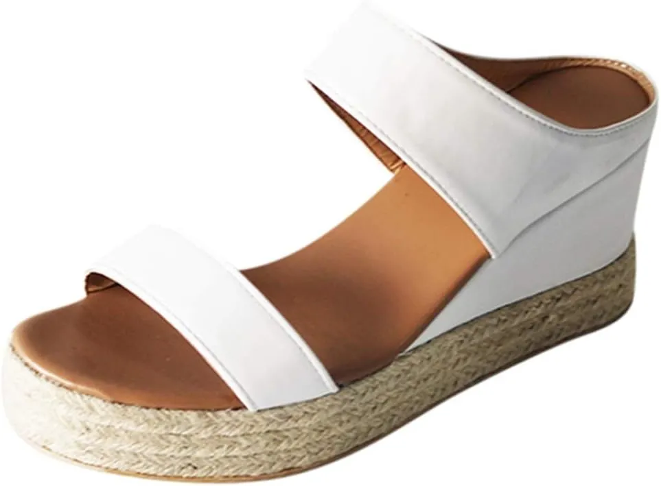 Shoes for Women Sandals, Womens Sandals Wedge Sandals Leather Slip on Platform Sandal Comfortable Flats Shoes