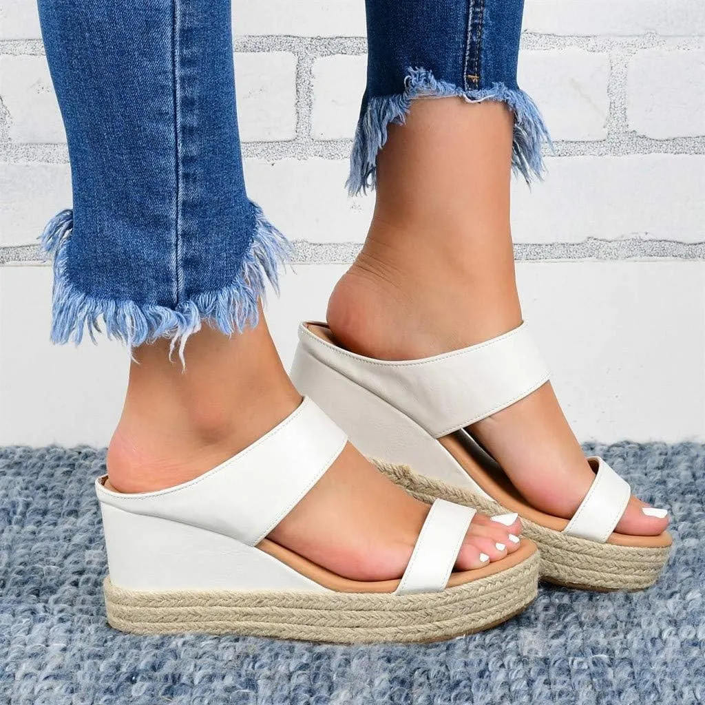 Shoes for Women Sandals, Womens Sandals Wedge Sandals Leather Slip on Platform Sandal Comfortable Flats Shoes