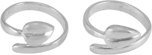 Silvesto India 925 Sterling Silver, Leaf Design Adjustable Toe Ring Pair-Foot Jewelry-Handmade Jewelry Manufacturer