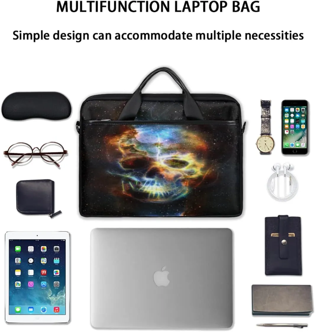 Skeleton Hand With Ring White Black Laptop Shoulder Messenger Bag Waterproof Laptop Briefcase with Padded Strap