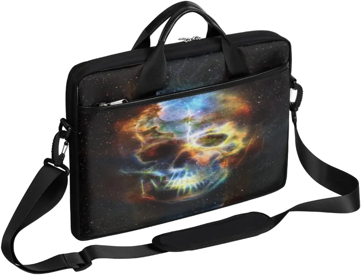Skeleton Hand With Ring White Black Laptop Shoulder Messenger Bag Waterproof Laptop Briefcase with Padded Strap