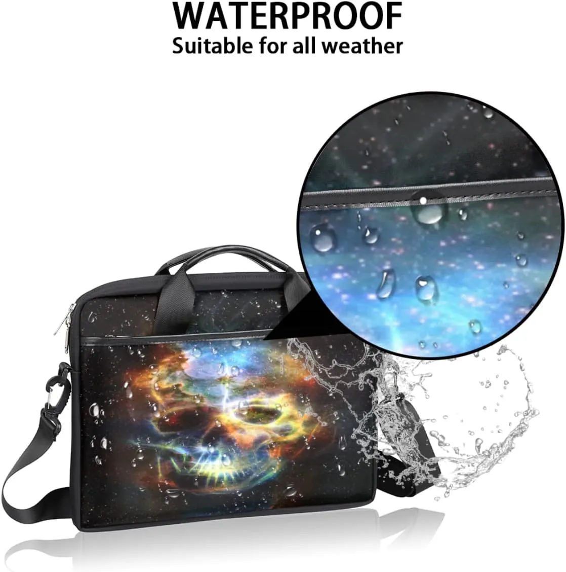 Skeleton Hand With Ring White Black Laptop Shoulder Messenger Bag Waterproof Laptop Briefcase with Padded Strap