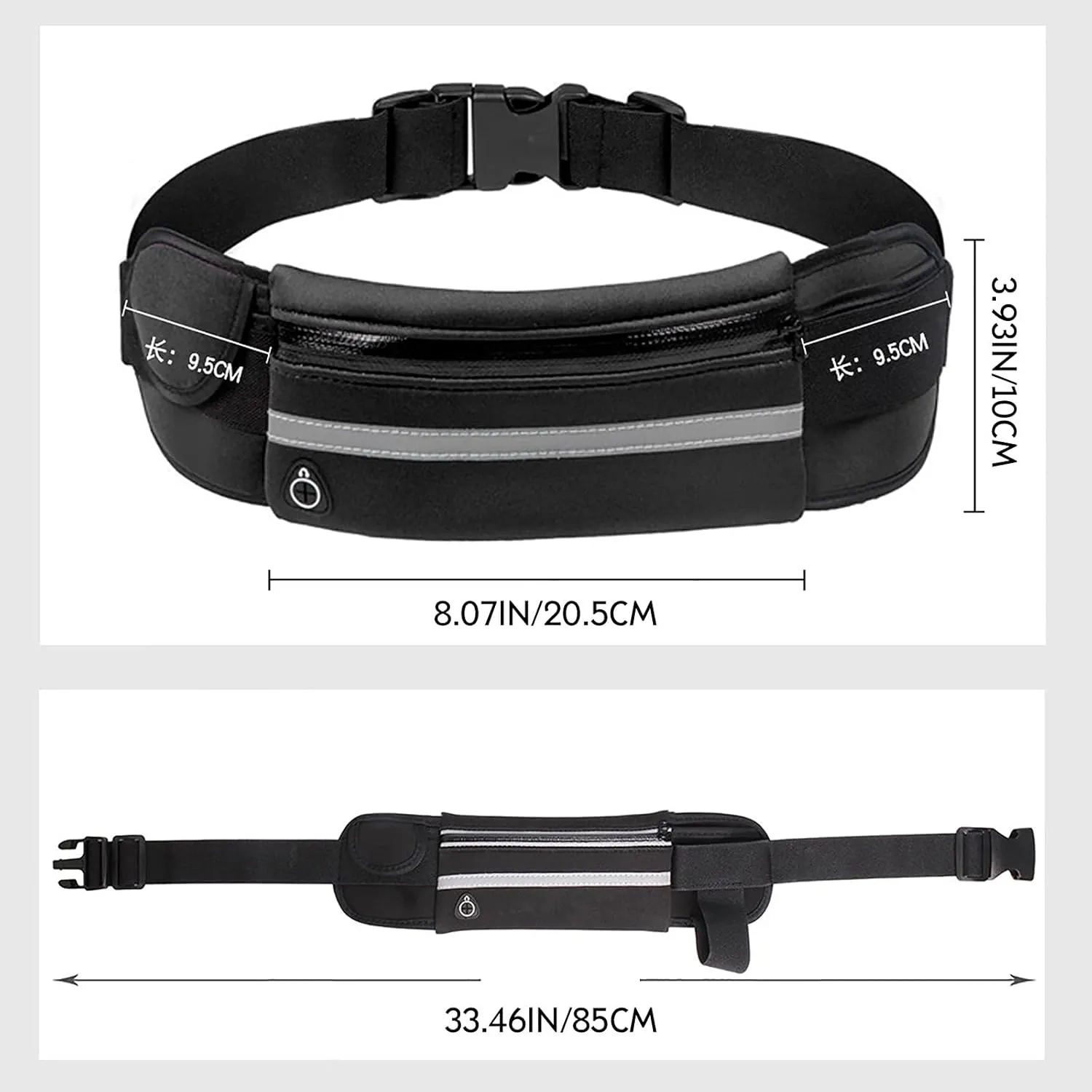 Slim Running Belt, Waterproof Fanny Pack for Men,Phone Holder for Running,Reflective Waist Bag for Men,Runners Belt Pouch,Money Belt,Waist Pack Bag for Workout Travel Running Camping