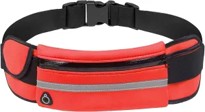 Slim Running Belt, Waterproof Fanny Pack with Water Bottle Holder,Phone Holder for Running,Reflective Waist Bag,Runners Belt Pouch,Money Belt,Waist Pack for Travel Workout Camping Running