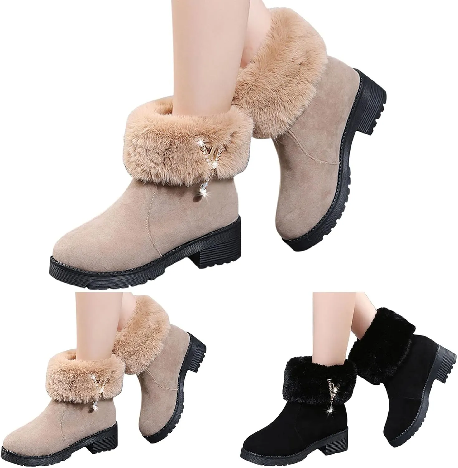 Slip on Winter Boots for Women Waterproof Womens Snow Boots Size 6.5 Wide Womens Size 10 1/2 Wide Winter Boots Winter Womens Boots Size 10 Womens Insulated Waterproof Boots Hunting