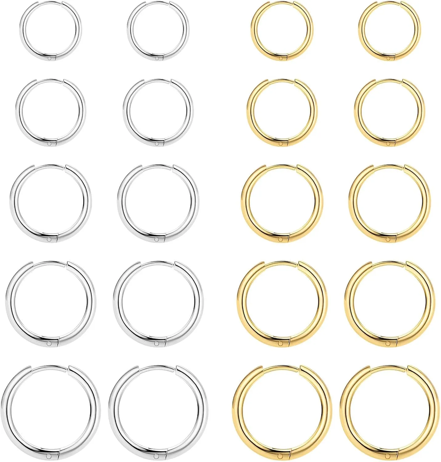 Small Gold Huggie Hoop Earrings Set for Women 14K Real Gold Plated Hypoallergenic Silver Lightweight Earrings for women Everyday Earrings for Cartilage Piercings Jewelry