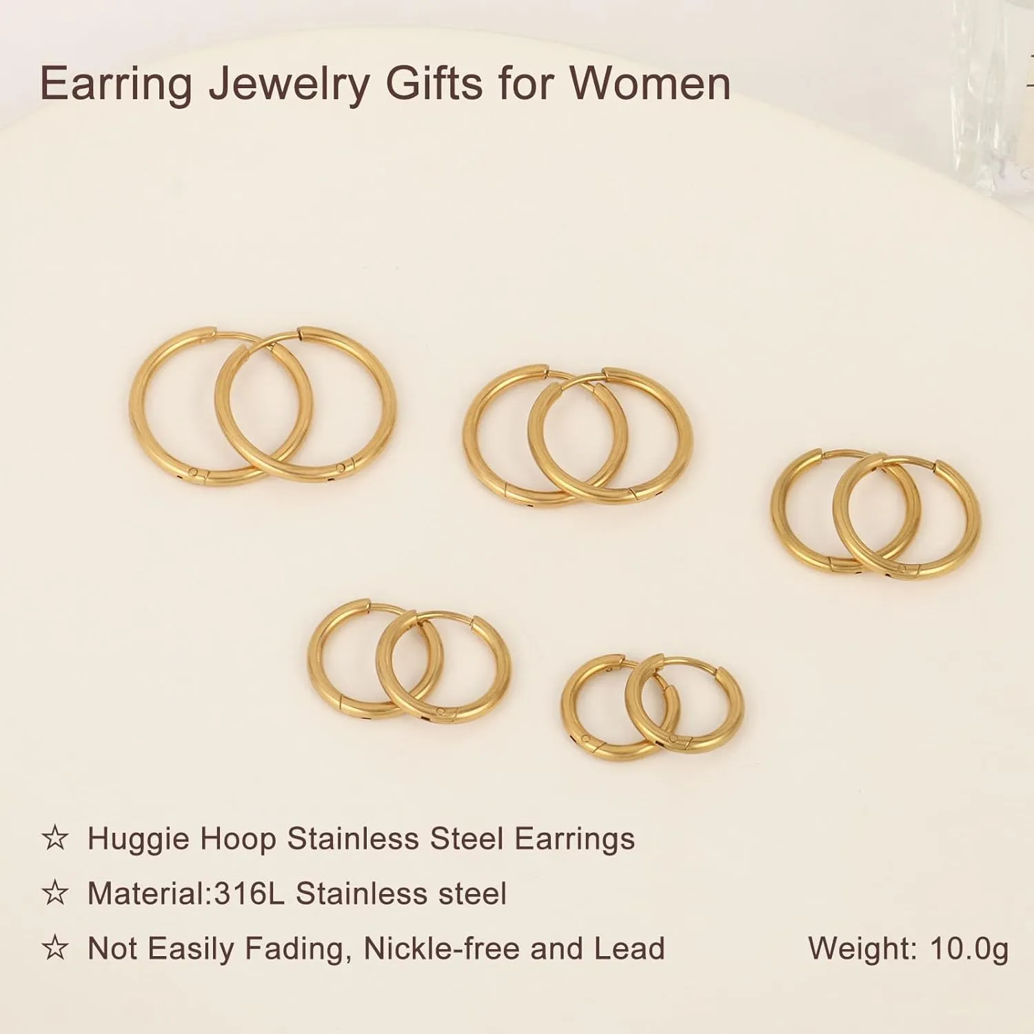 Small Gold Huggie Hoop Earrings Set for Women 14K Real Gold Plated Hypoallergenic Silver Lightweight Earrings for women Everyday Earrings for Cartilage Piercings Jewelry