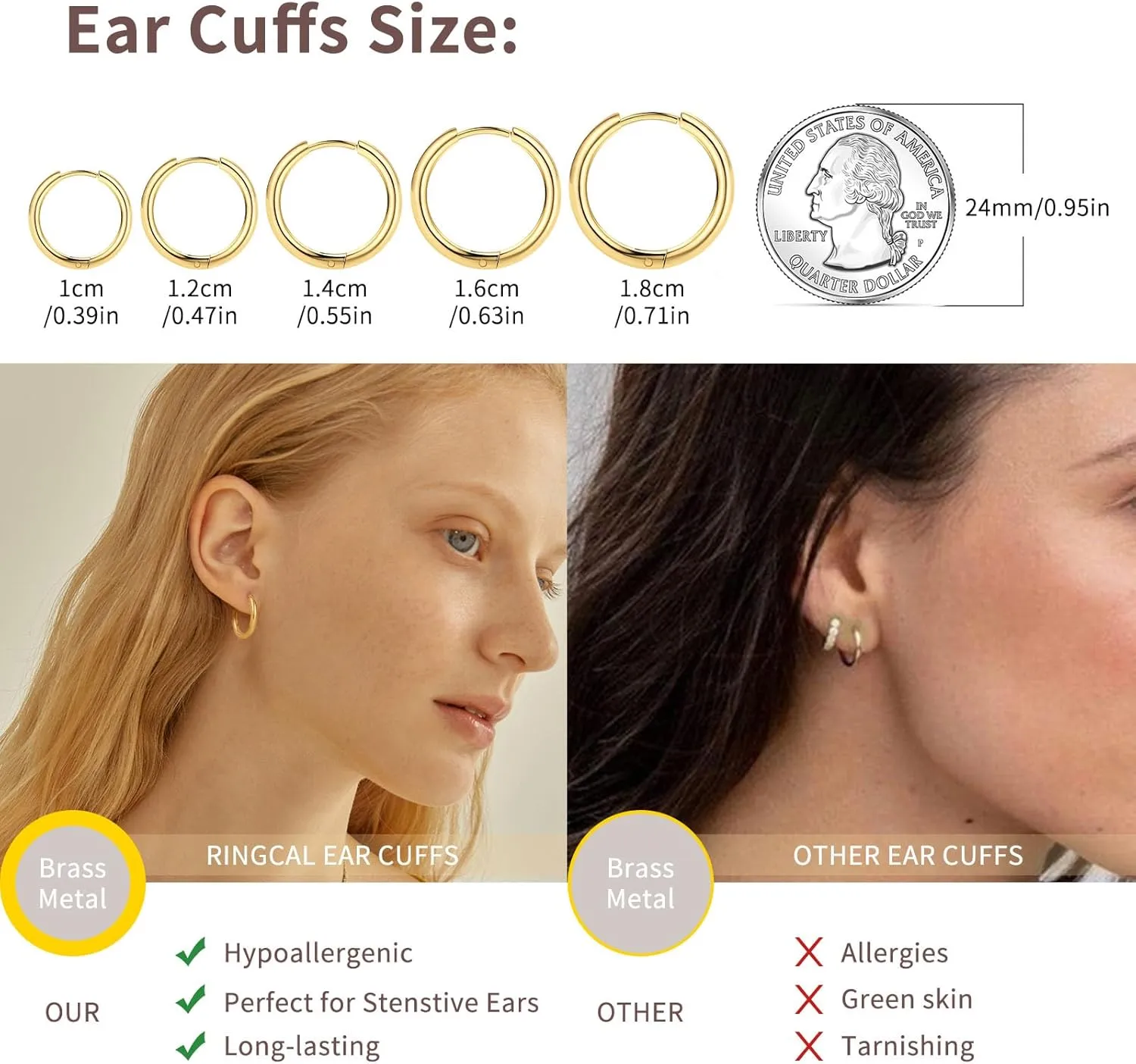 Small Gold Huggie Hoop Earrings Set for Women 14K Real Gold Plated Hypoallergenic Silver Lightweight Earrings for women Everyday Earrings for Cartilage Piercings Jewelry