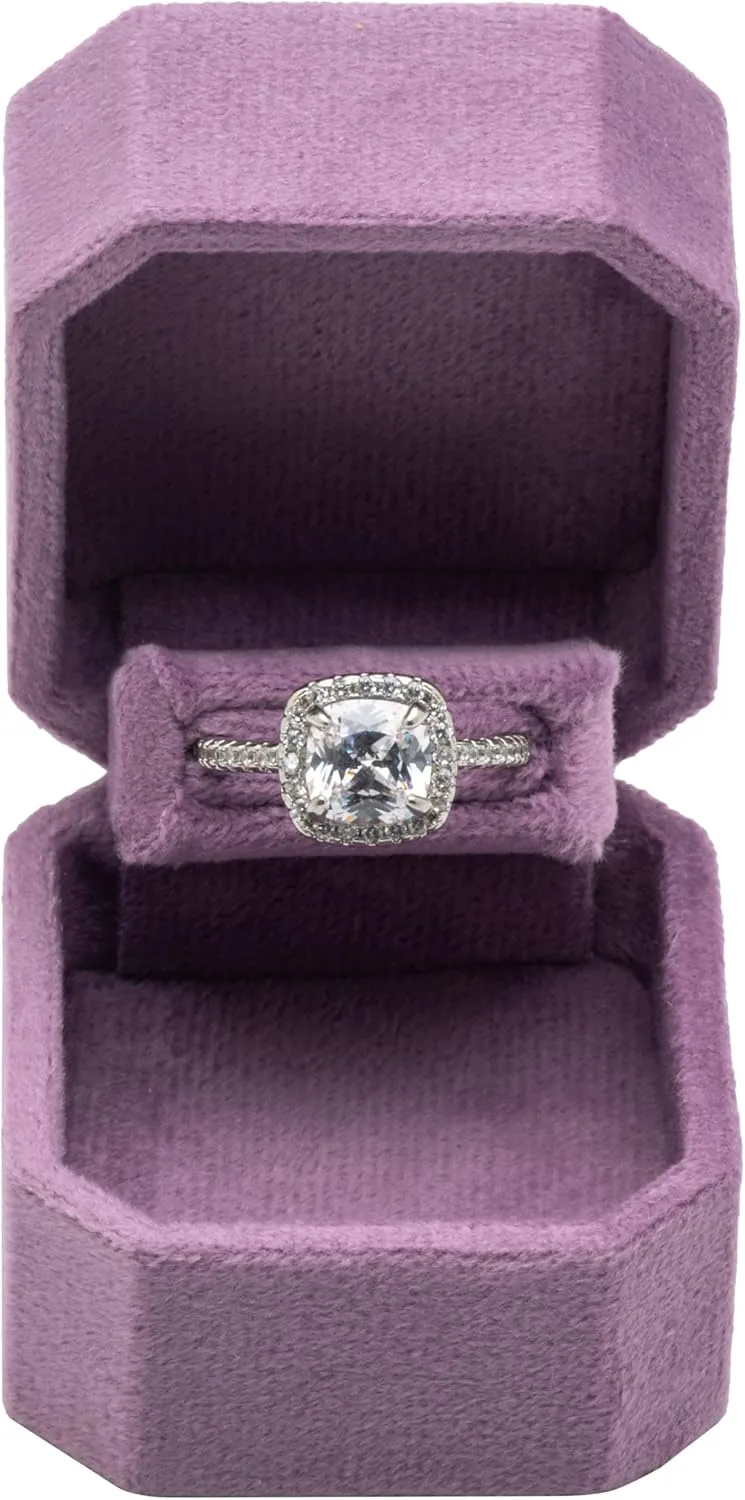 Small Velvet Single Ring Box for Engagement Proposal Wedding,Jewelry Ring Gift Box Jewelry Packaging Box (Purple)