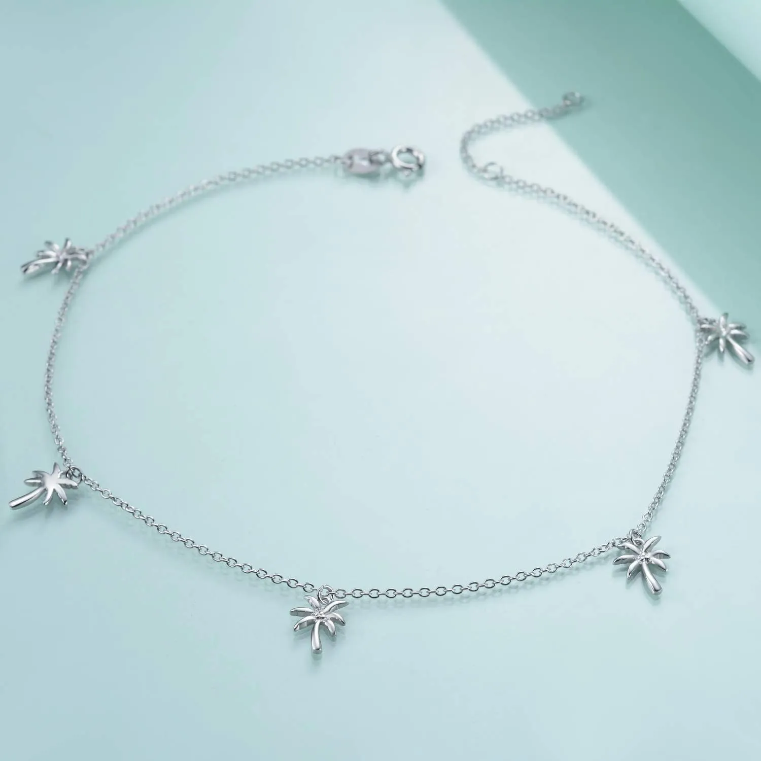 SOULMEET Sterling Silver Palm Tree Butterfly Pineapple Sea Turtle Starfish Shell Ankle Bracelet for Women Adults S925 Adjustable Foot Anklet Jewelry