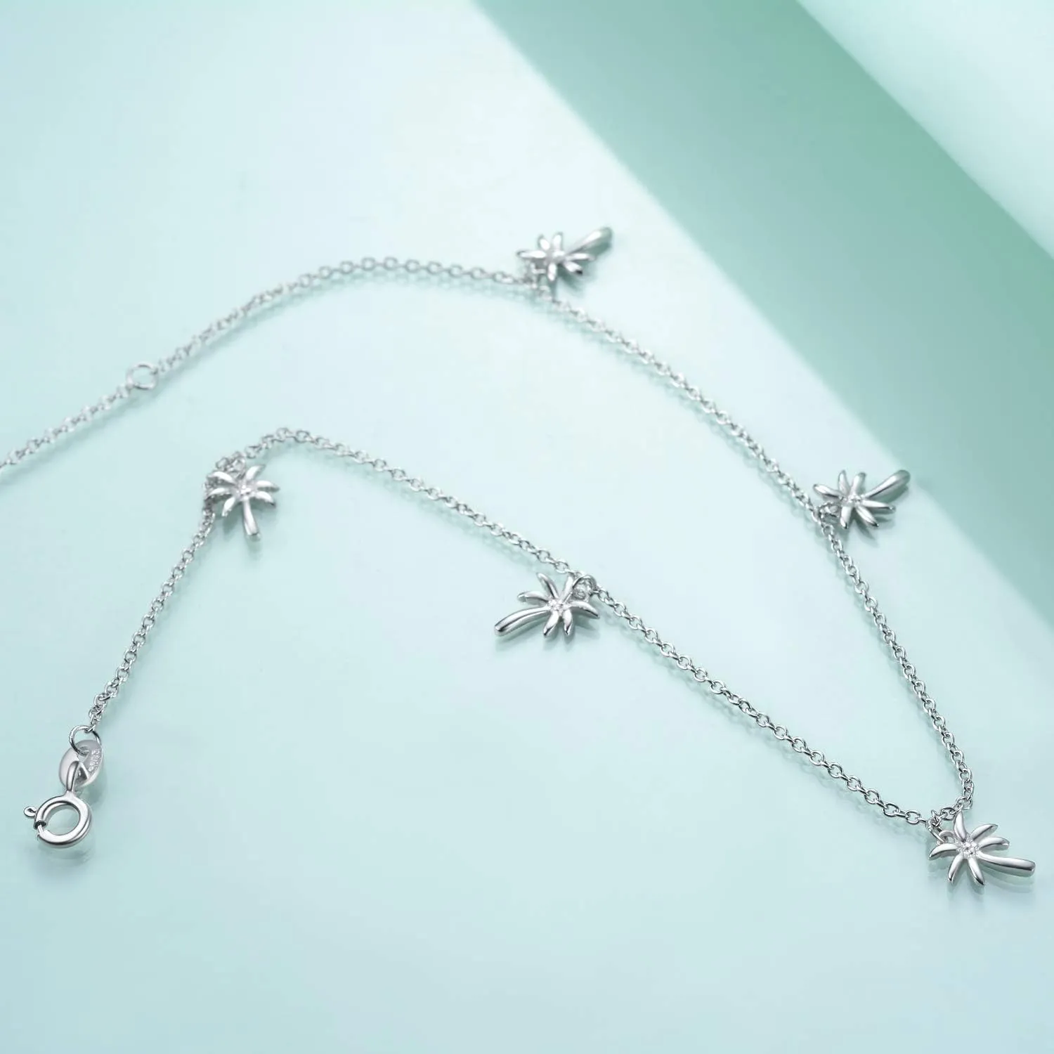 SOULMEET Sterling Silver Palm Tree Butterfly Pineapple Sea Turtle Starfish Shell Ankle Bracelet for Women Adults S925 Adjustable Foot Anklet Jewelry