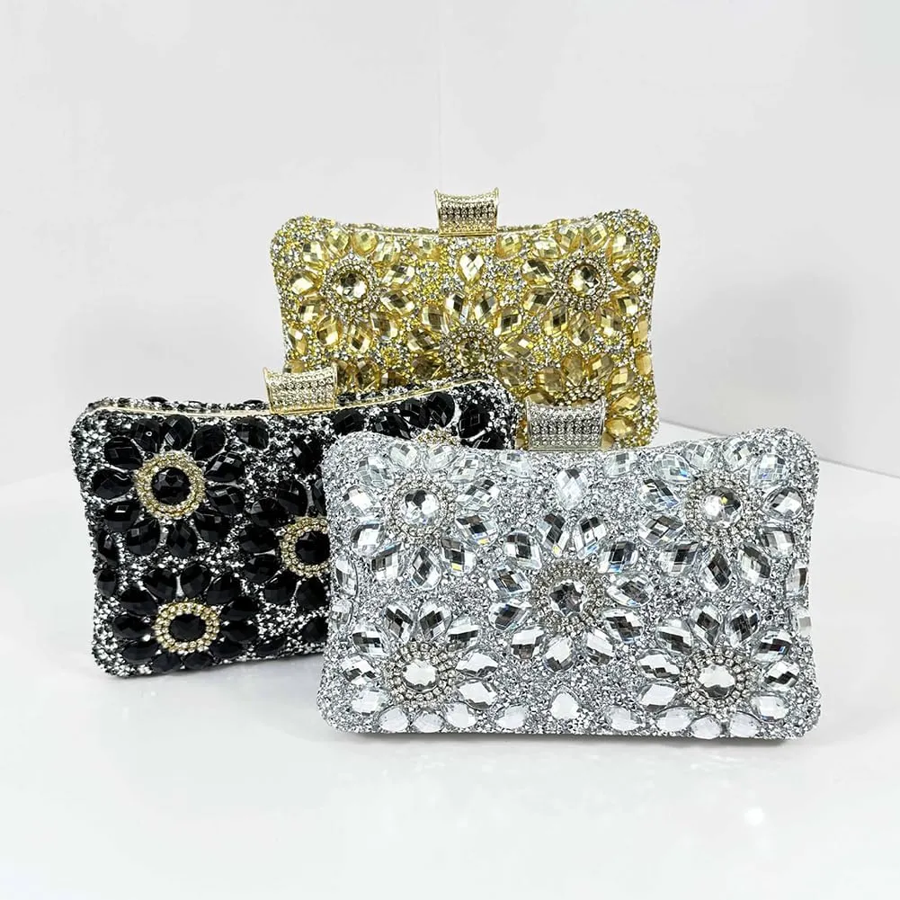 Sparkly Rhinestone Evening Bag for Women Fashion Crystal Clutch Purse Elegant Formal Wedding Party Handbag