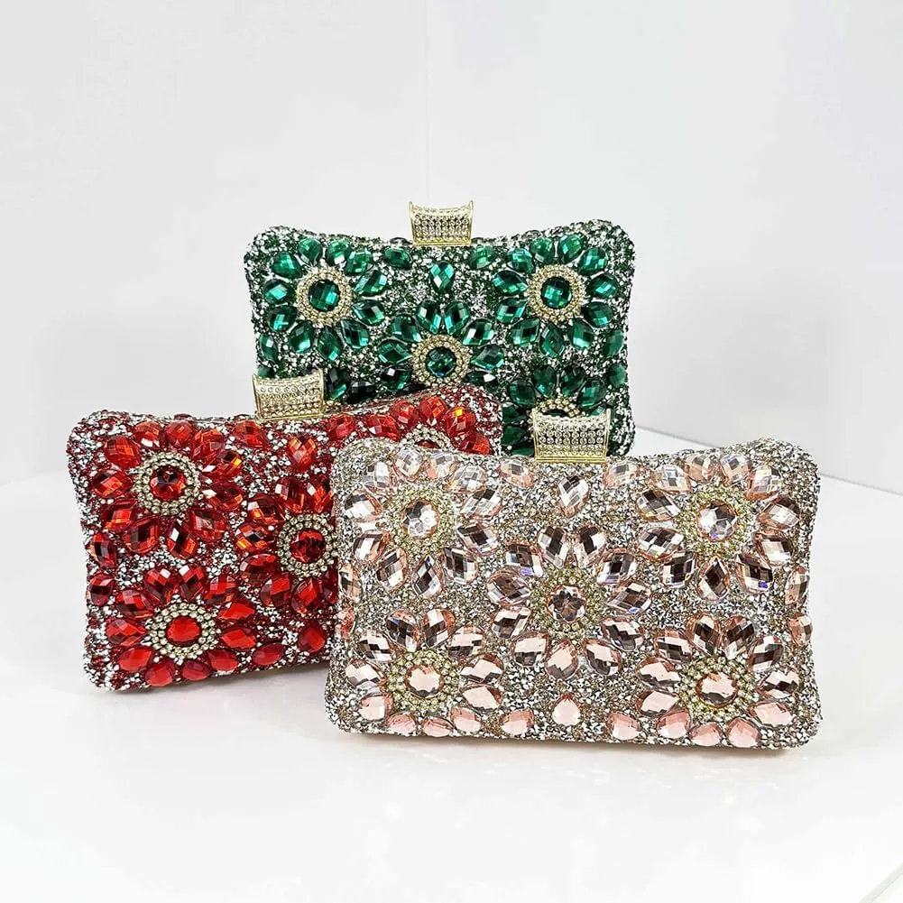 Sparkly Rhinestone Evening Bag for Women Fashion Crystal Clutch Purse Elegant Formal Wedding Party Handbag