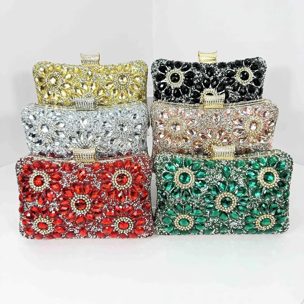 Sparkly Rhinestone Evening Bag for Women Fashion Crystal Clutch Purse Elegant Formal Wedding Party Handbag
