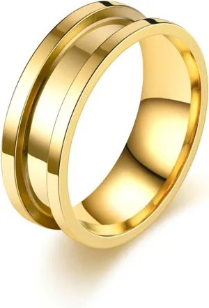 Stacking Rings Jewelry, Wedding Ring Sets 8mm Wide with Groove Stainless Steel Vintage Jewelry for Women