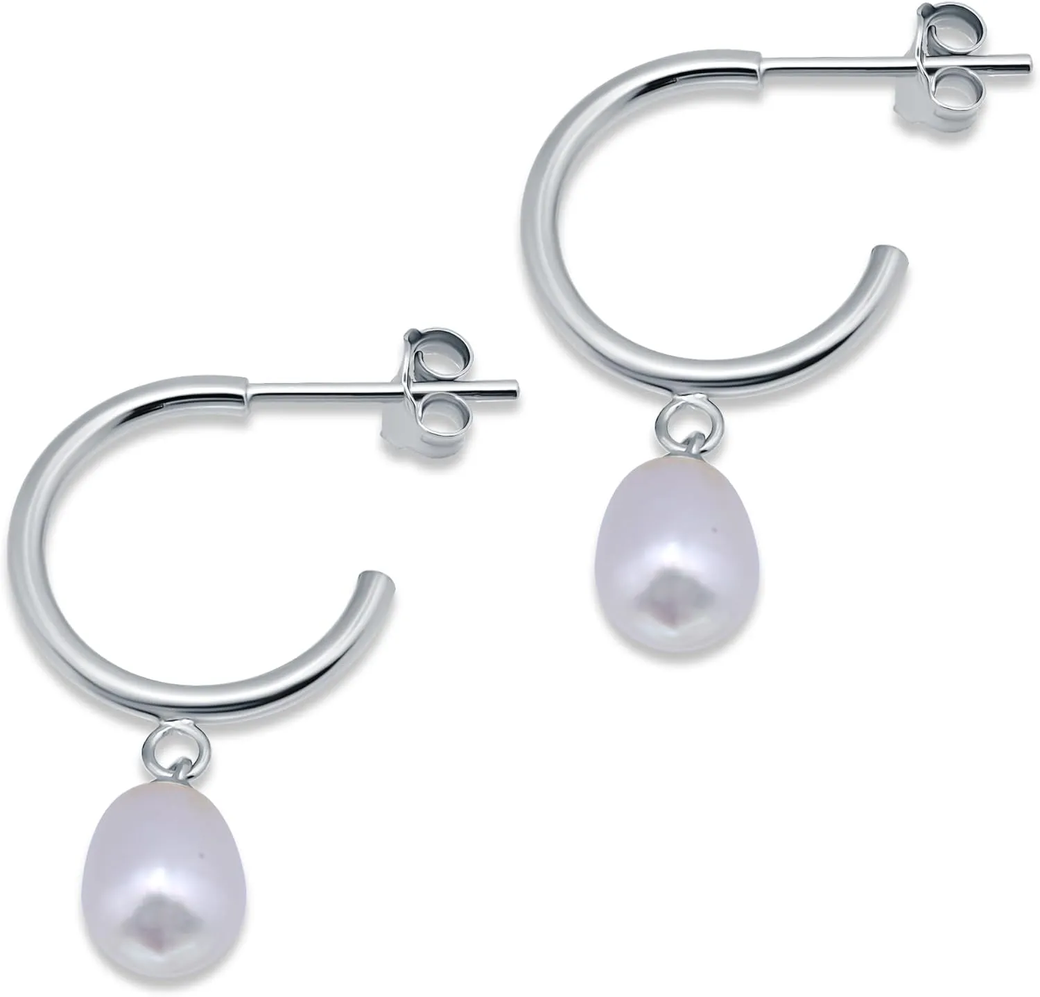 Sterling Silver Dangle Round Huggies Open Hoop Earrings for Women