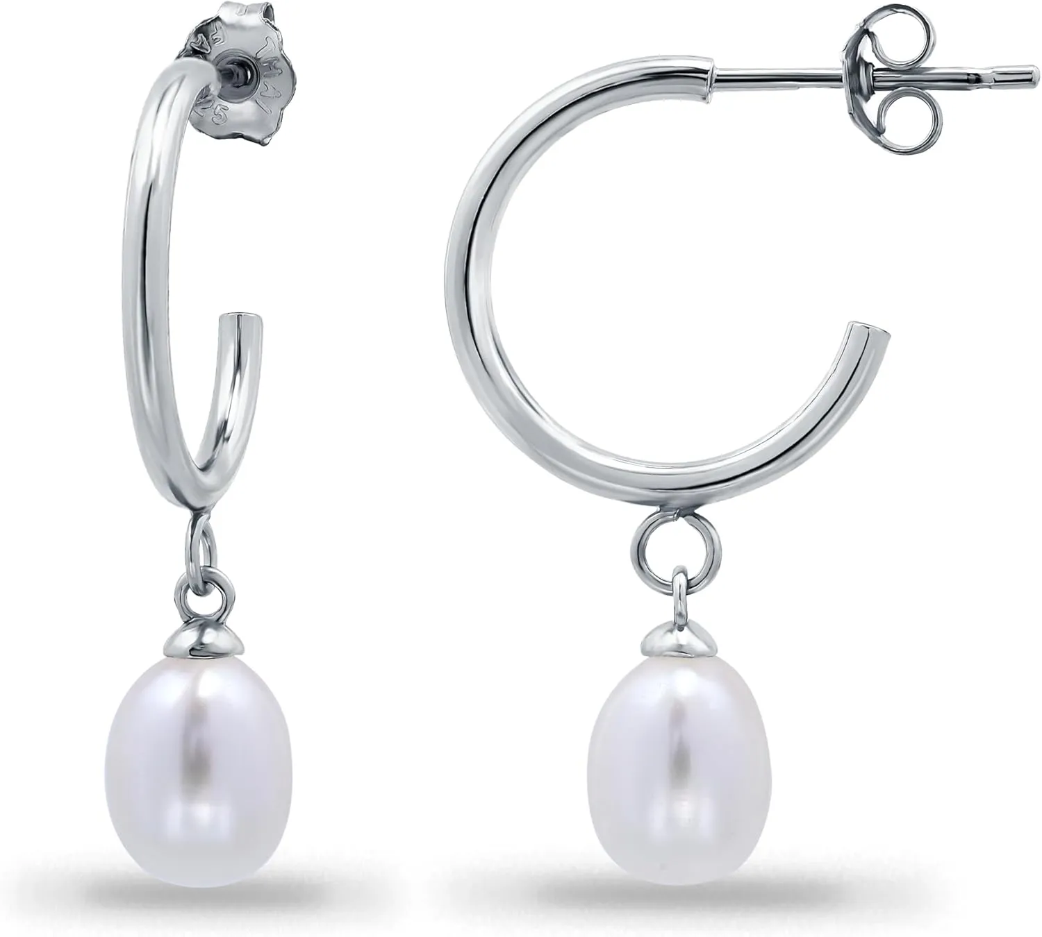 Sterling Silver Dangle Round Huggies Open Hoop Earrings for Women