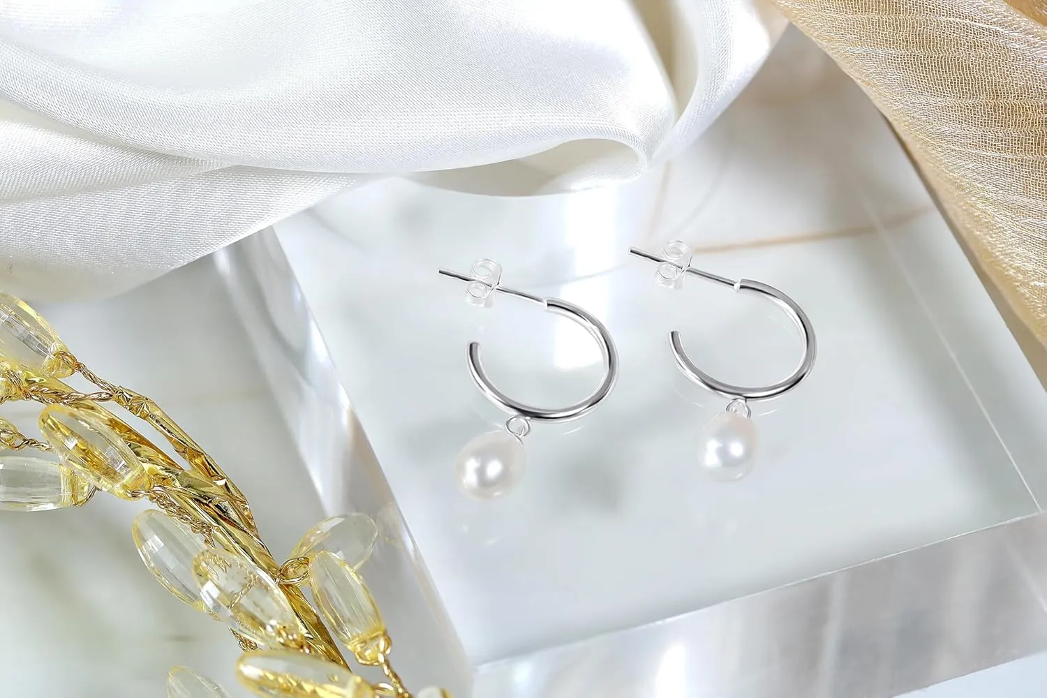 Sterling Silver Dangle Round Huggies Open Hoop Earrings for Women
