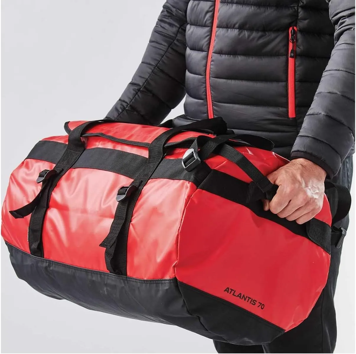 Storm tech Atlantis Ultimate Offshore Waterproof Travel Bag: Heavy Duty Camping Duffle, Waterproof Luggage for Boating, Motorcycle Dry Bag, Dive & Deployment Bag (Bold Red/Black, Medium)