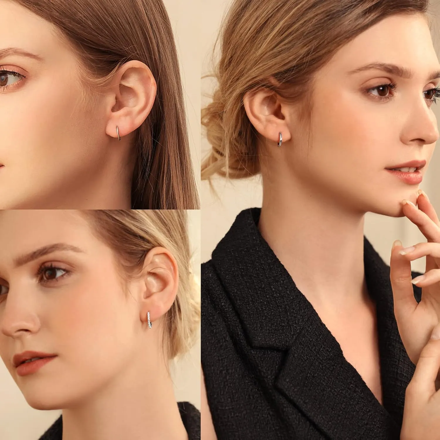 Stud and Hoop Earrings Set for Women 18K Gold Filled CZ Small Ball Studs Huggie Earrings Hypoallergenic Cartilage Earring Sets for Multiple Piercing