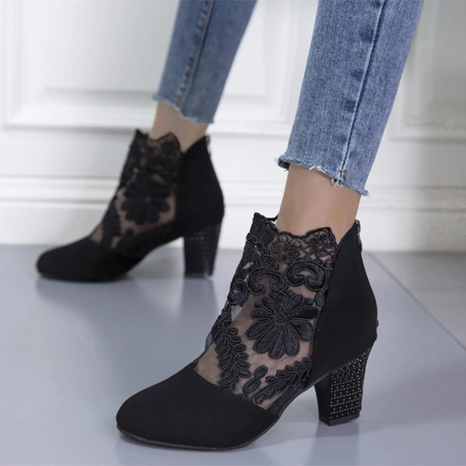 Tan Booties Women's Black Boots Boots for Walking All Day Women Lined Womens Boots Ankle Boots for Women with Heel Open toe Ankle Boots Black Wedge Heel Booties Casual Shoes for Women