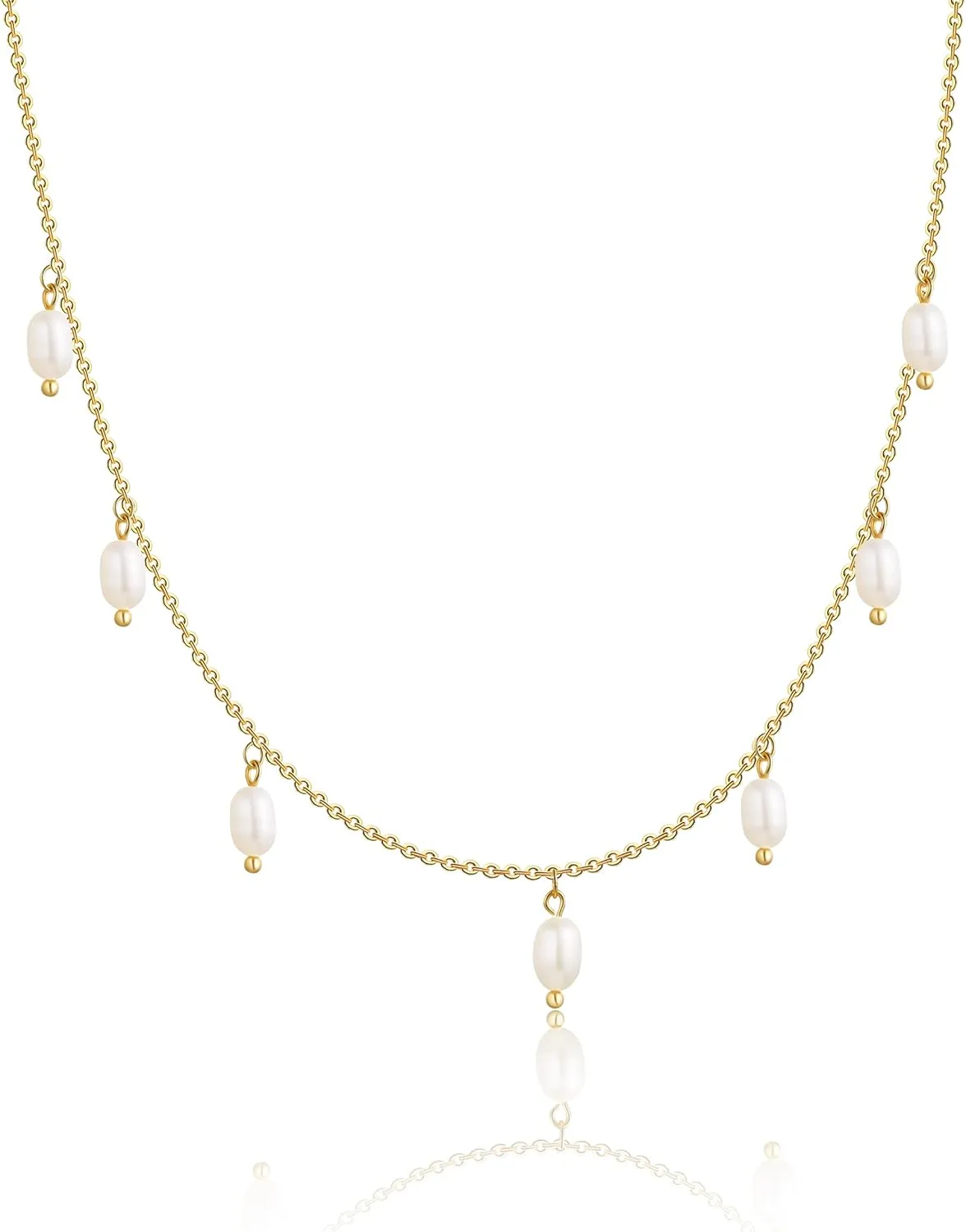 Tasiso Dainty Pearl Necklace - Women's Pendant Necklaces with Barque Pearl Pendant and Paperclip Toggle - Simple Bridesmaid Jewelry Gift