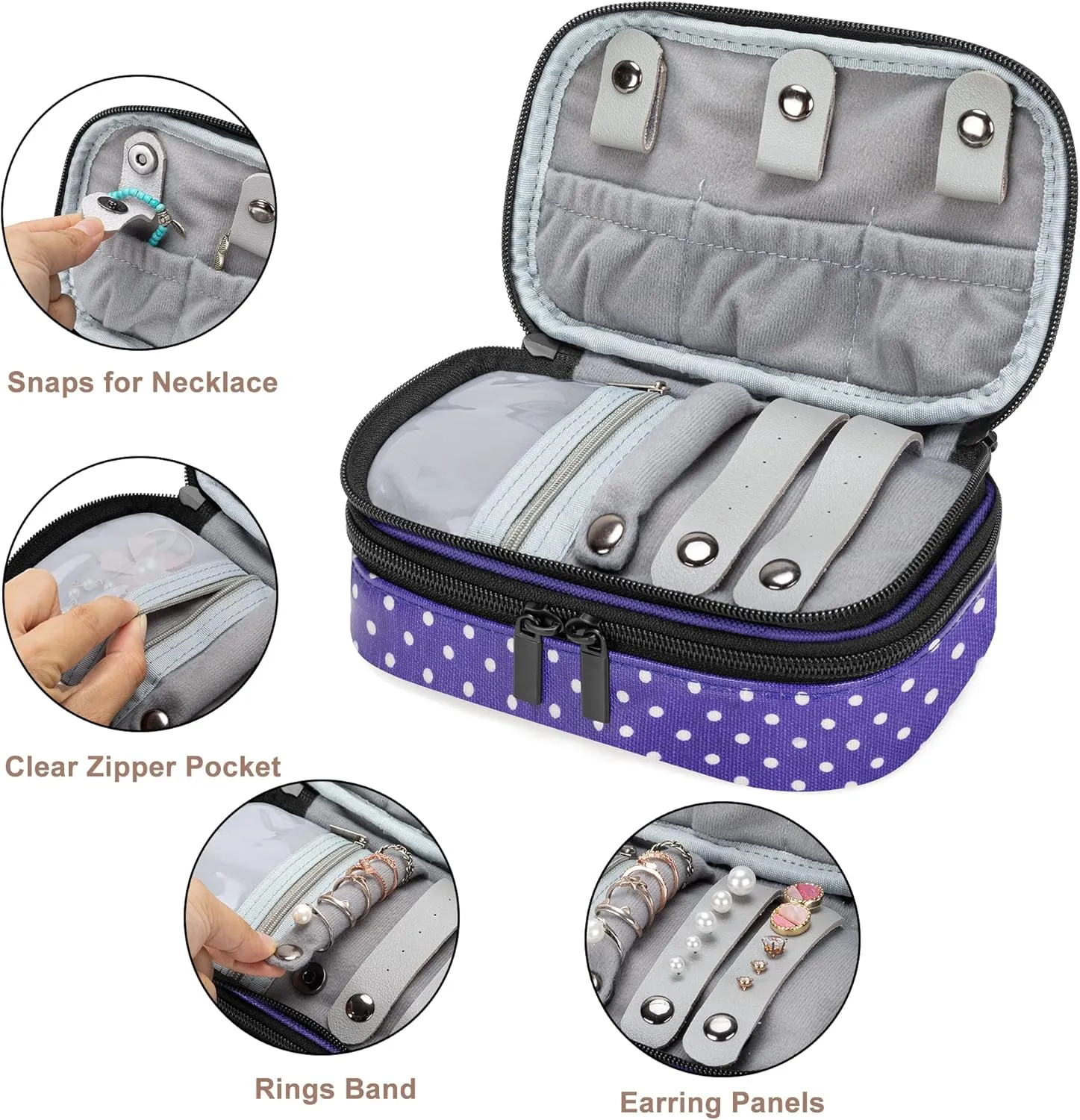 Teamoy Travel Jewelry Case,Small Jewelry Storage Organizer Bag for Womens Necklace, Earrings, Rings and Accessories