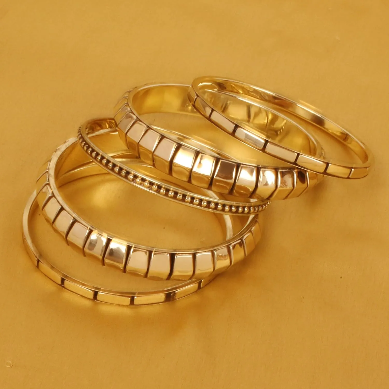 Touchstone Indian Bollywood Fashion Pretty Workmanship Zigzag Braided Mesh Work Peeled Hammered Assorted Patterns Gorgeous Bracelets Bangles In Gold Or White Tone For Women.