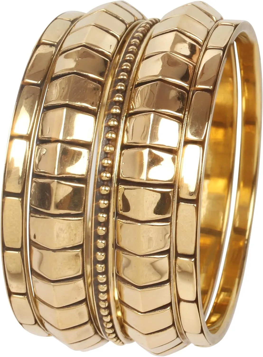 Touchstone Indian Bollywood Fashion Pretty Workmanship Zigzag Braided Mesh Work Peeled Hammered Assorted Patterns Gorgeous Bracelets Bangles In Gold Or White Tone For Women.
