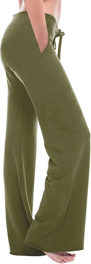 Trouser Style Yoga Pants for Women Drawstring High Waist Bootleg Flare Pants Casual Wide Leg Workout Leggings