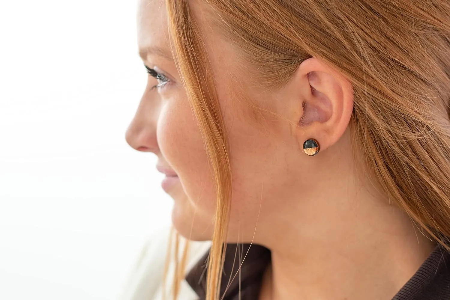 Two Toned with Faux Hammered Metal 10mm Stud Earrings, Handmade, Posts for Sensitive Ears Stud for Women Men Girls (Mint and Rose Gold Faux Hammered Metal)