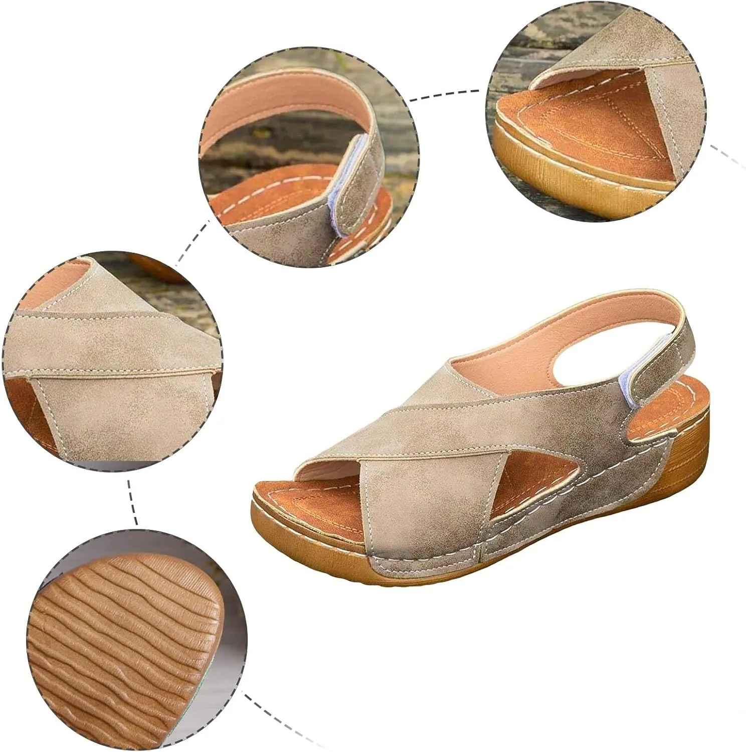 Walking Sandals Women Comfort Arch Support Orthopedic Sandals Crisscross Strap Open Toe Wedge Sandals Summer Sandals
