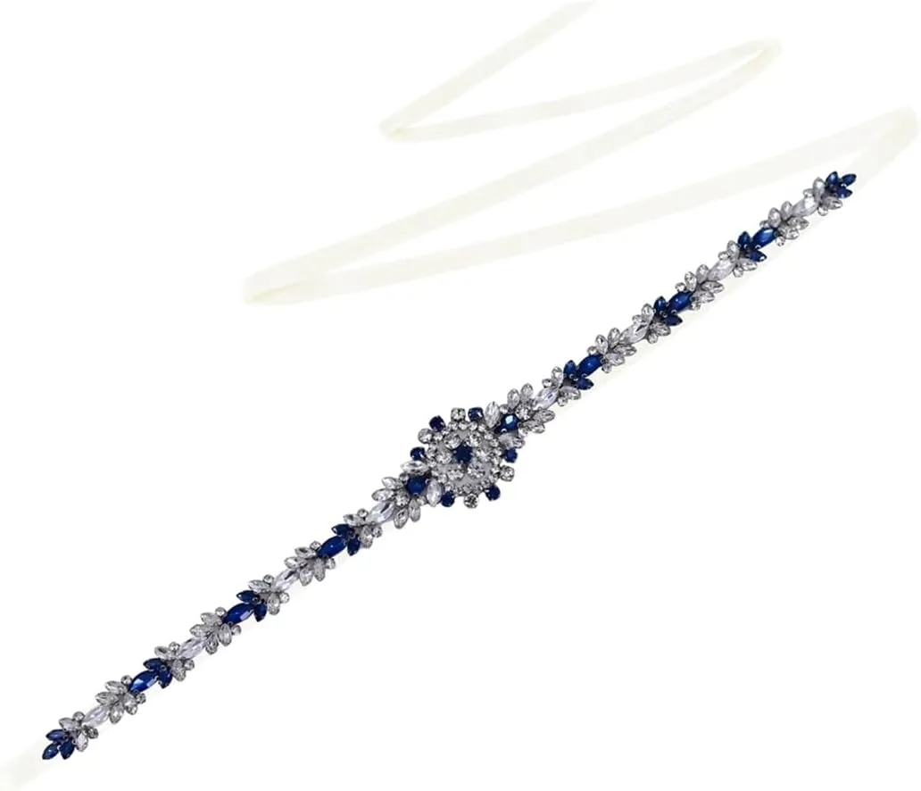 Wedding Belt Sash Crystal Bridal Thin Belt Satin Bridesmaid Belt Party Dress Accessories Applique