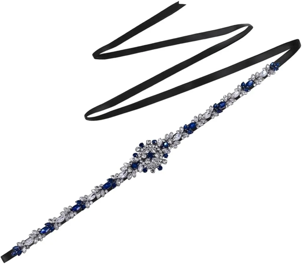 Wedding Belt Sash Crystal Bridal Thin Belt Satin Bridesmaid Belt Party Dress Accessories Applique