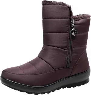 Winter Boots for Women Warm Fuzzy Fur Lined Ankle Boots Women Anti Slip Waterproof Side Zip Comfy Outdoor Boots