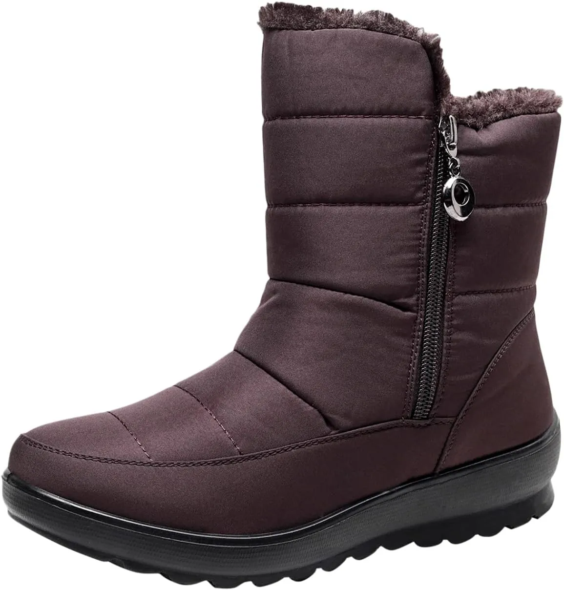 Winter Boots for Women Warm Fuzzy Fur Lined Ankle Boots Women Anti Slip Waterproof Side Zip Comfy Outdoor Boots