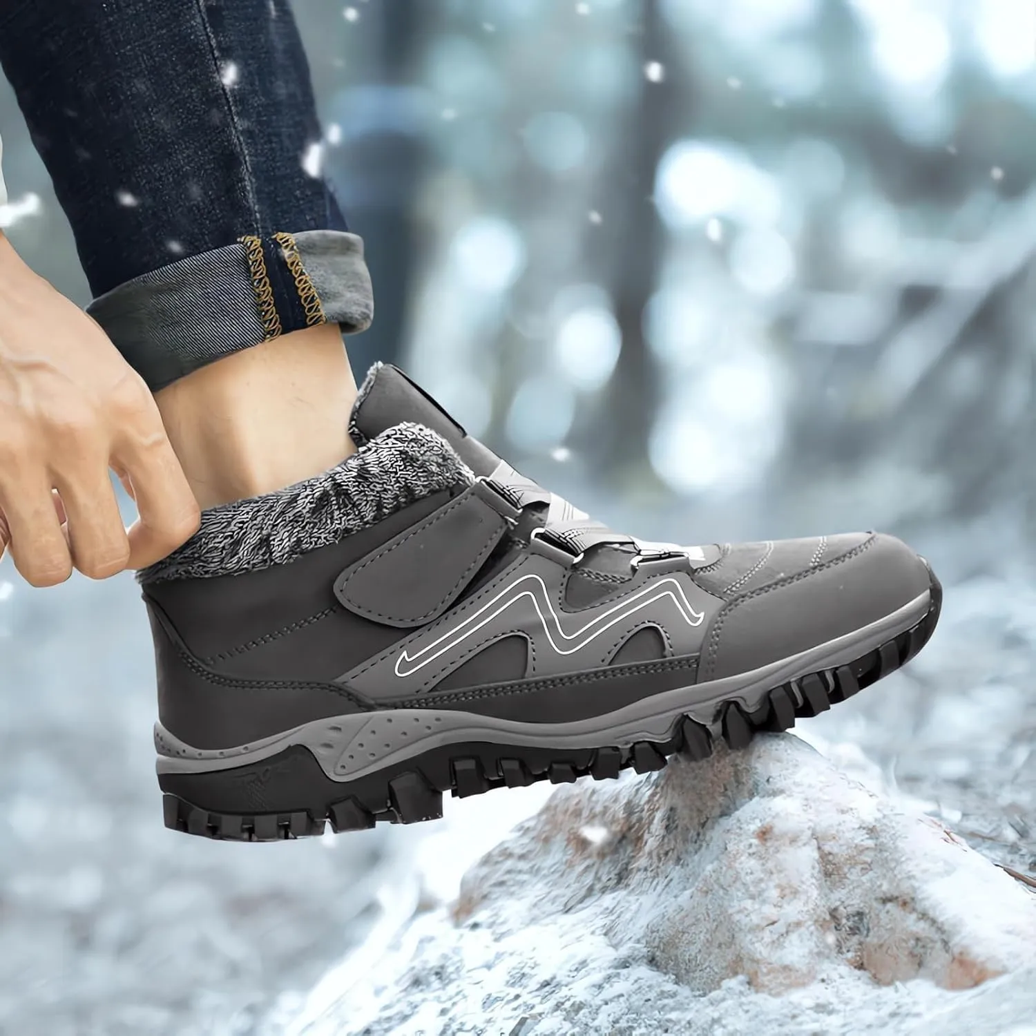 Winter Boots for Women Waterproof Snow Non Slip Slip on Womens Winter Boots Wide Feet Warm Winter Boots Women Knee High Mid Calf Winter Boots for Women Black Zapatos De Botas Para Nieve Para Mujer