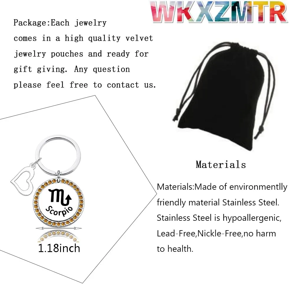 WKXZMTR 12 Constellations Keychain Constellation Jewelry Zodiac Sign Gift Astrology Jewelry Birthday Gift for Women Girls
