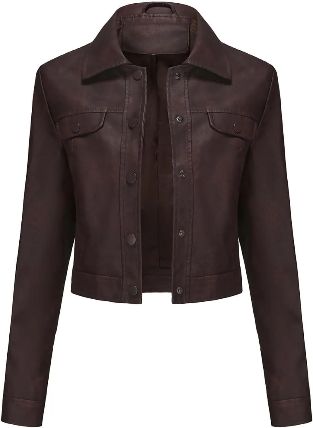 Women Faux Leather Blazer Jackets for Spring and Fall Fashion, Vegan Leather Button Down Coats, Moto Biker Jacket