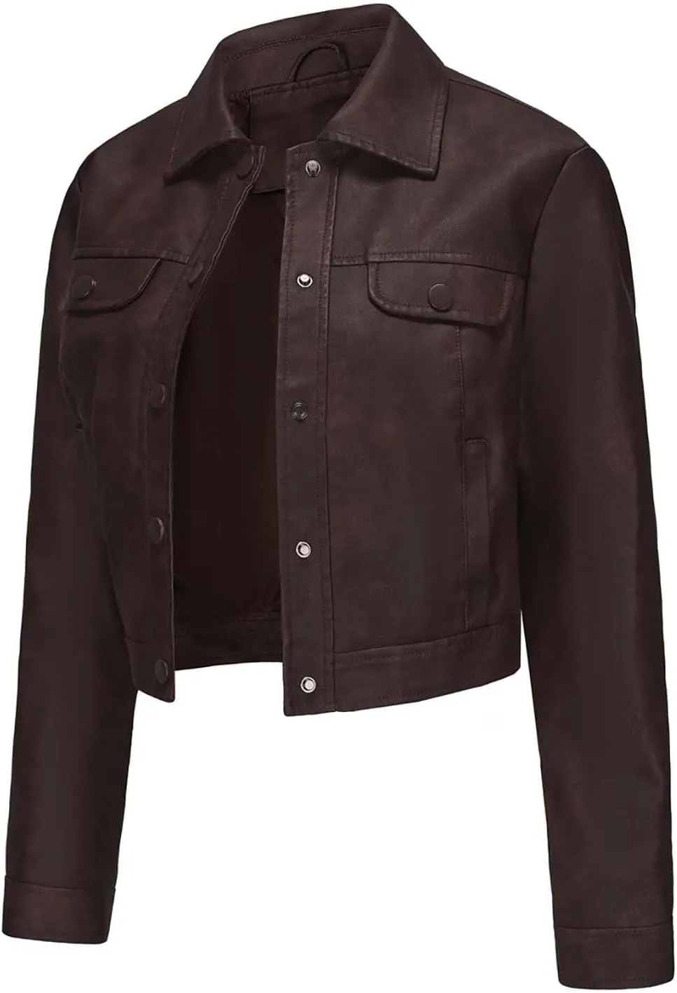 Women Faux Leather Blazer Jackets for Spring and Fall Fashion, Vegan Leather Button Down Coats, Moto Biker Jacket