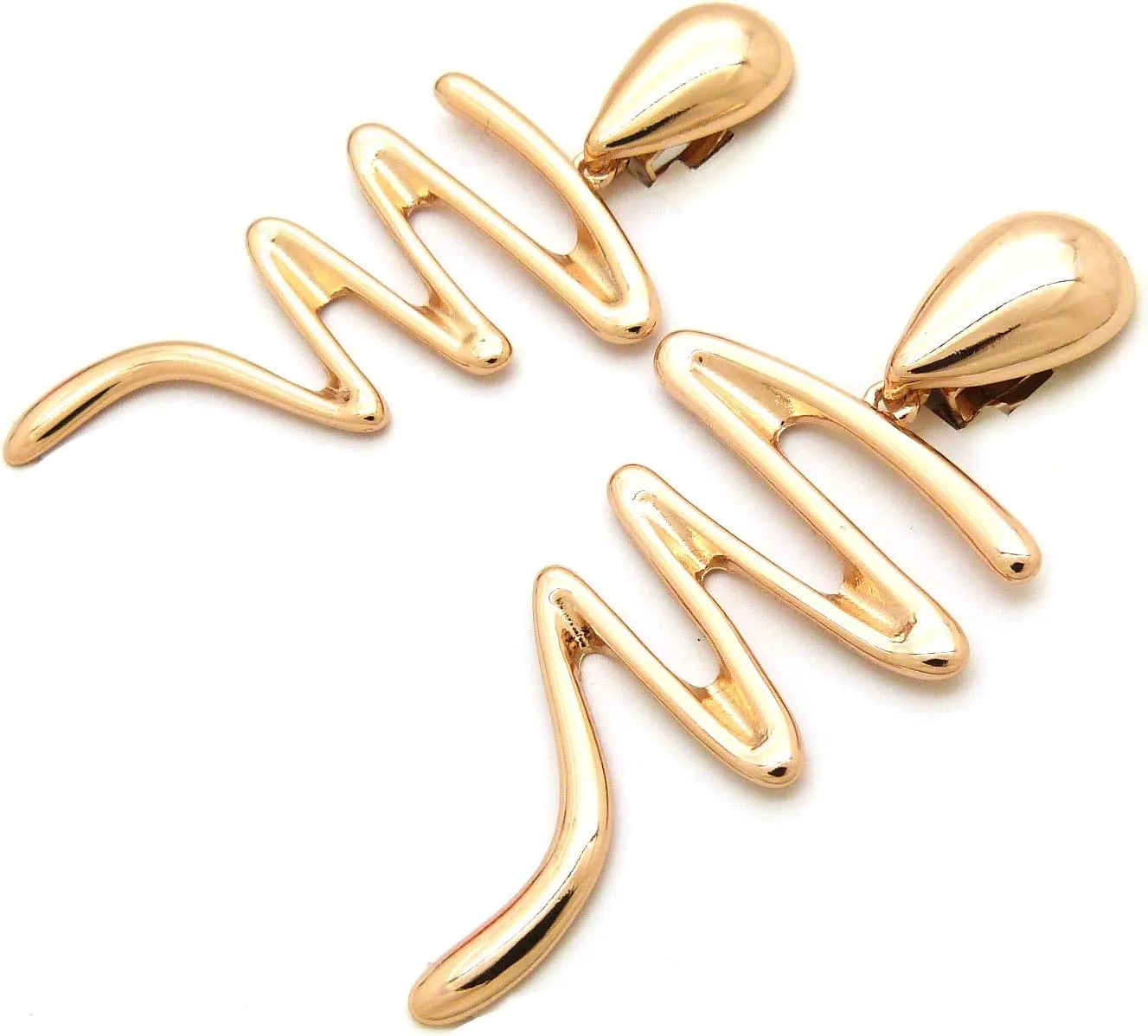 Women Oversize Geometric, Tear Drop, Hammered Statement Metal Clip on Earring Many Styles