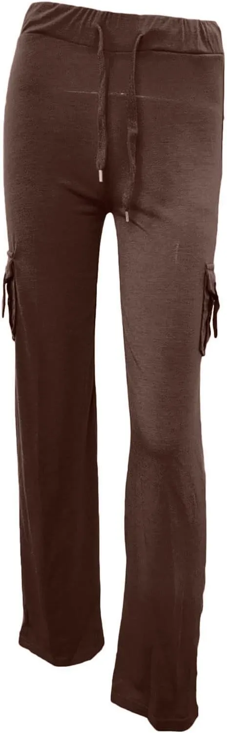 Women Workout Out Leggings Pants Solid Stretch Waist Button Pockets Yoga Gym Pants Elastic Waist Running Trousers