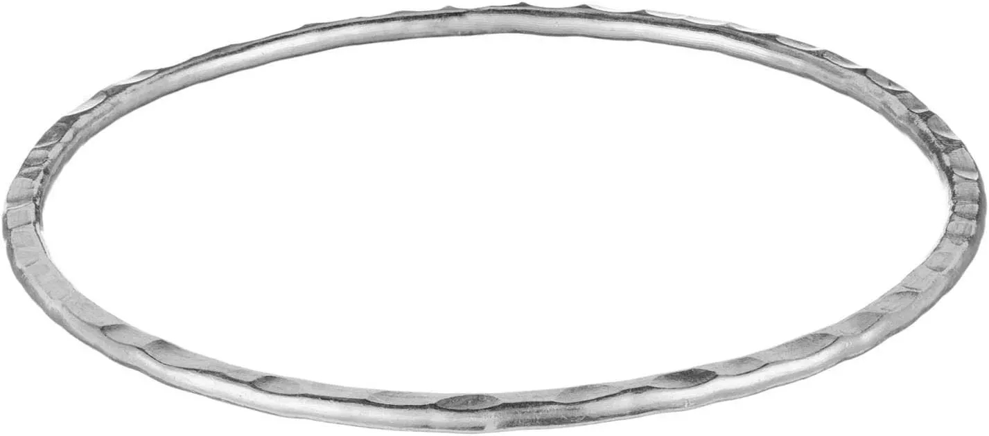 Women's 999 Pure Silver Karen Hill Tribe Hammered Flat Stackable Bangle Bracelet