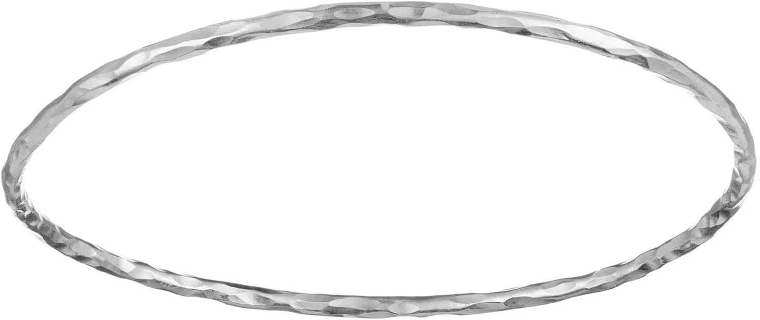 Women's 999 Pure Silver Karen Hill Tribe Hammered Tube Stackable Bangle Bracelet