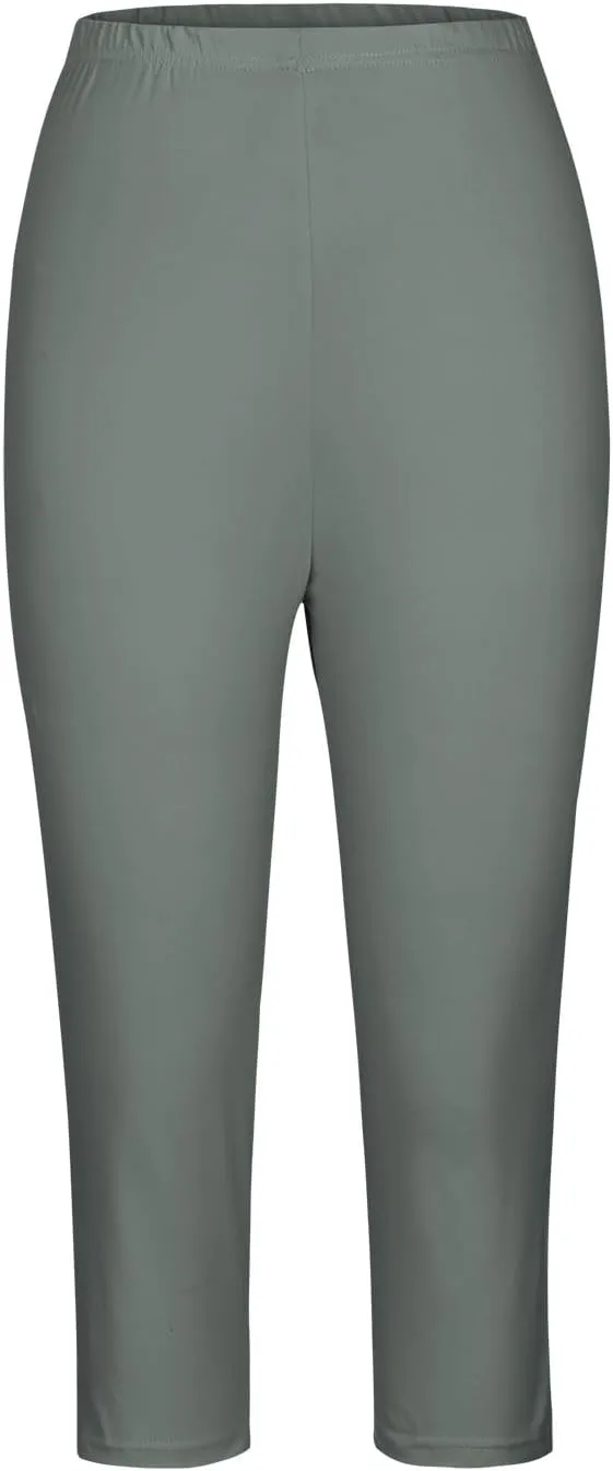 Womens Capris Leggings Summer Casual Stretch Knee Length Workout Yoga Pants Solid Soft Cozy Cropped Pants