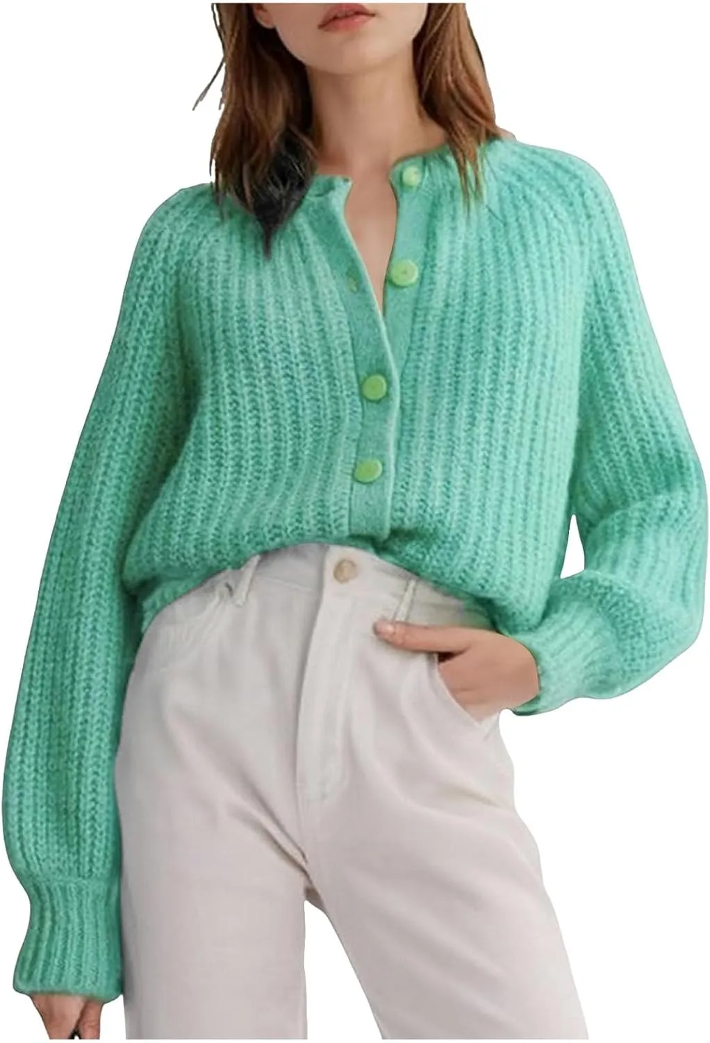 Womens Casual Cardigan Sweater Button Down Long Sleeve Chunky Soft Knit Sweater Fall Open Front Loose Cardigan Coat