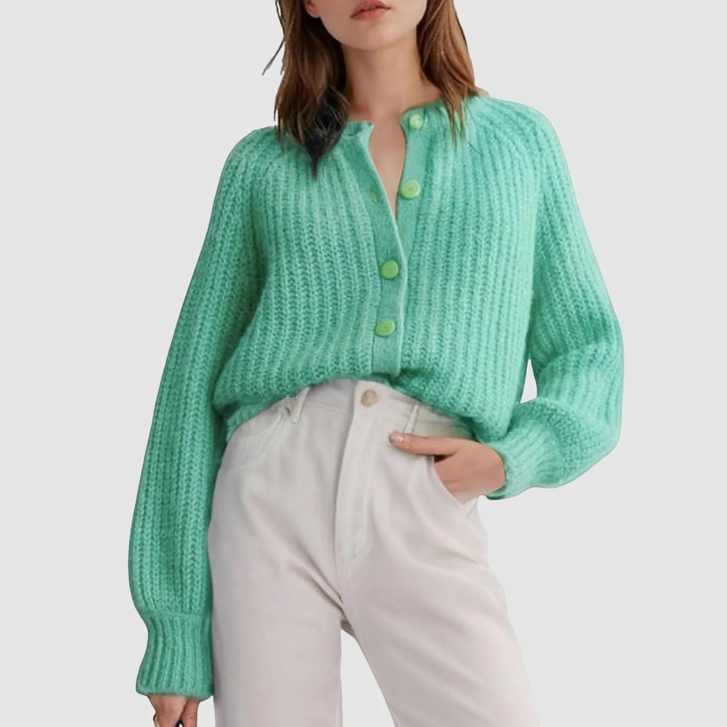 Womens Casual Cardigan Sweater Button Down Long Sleeve Chunky Soft Knit Sweater Fall Open Front Loose Cardigan Coat