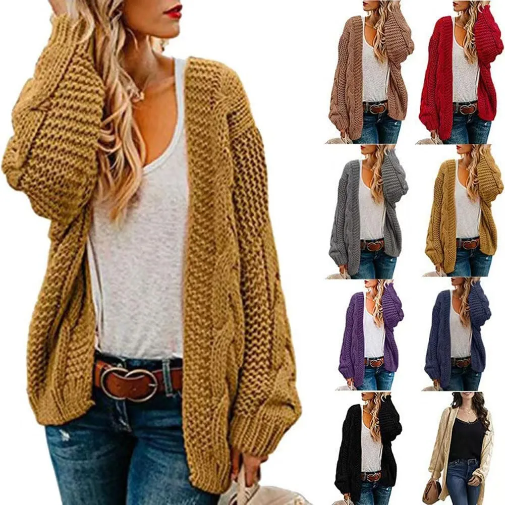 Womens Chunky Cardigan Cable Knit Oversized Coats Open Front Jackets Tops Long Sleeve Sweaters
